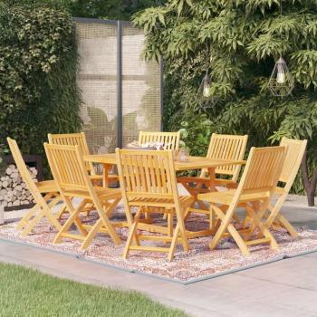Solid Teak Wood 9 Piece Outdoor Dining Set