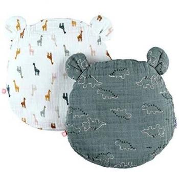 Set coussin ergonomique + 2 housses, vert et écru