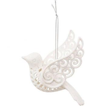 FÉÉRIC Weihnachtslicht Vogel Paill Weiß 10cm