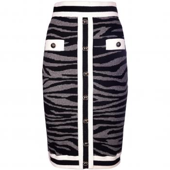 Gonna a tubino in jacquard animalier slim midi