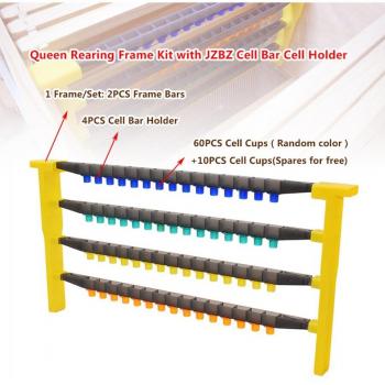 Langstroth Hive Queen Rearing Frame Kit with 2 Bars and 4 Cell Holder, 70 JZBZ Cups