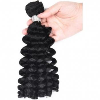 Blice Synthetische Locken-Haarverlängerungen mit Doppelweft in Schwarz