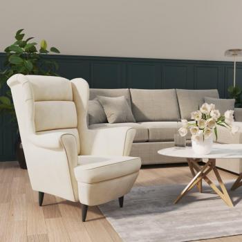 Sillón de terciopelo blanco crema Día y Noche