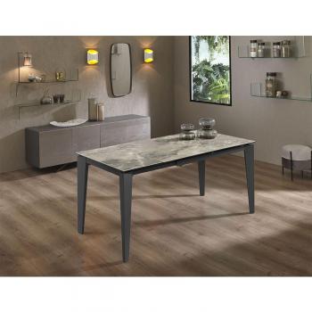 Mesa extensible con tapa de cerámica sobre vidrio templado 120/170x80 cm