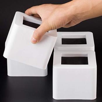 Rehausseurs de Lit Carrés | Rehausseurs de Meuble, Pied de Meuble | Hauteur de 8.5 CM | Protection du Plancher (4 Pcs, Blanc)