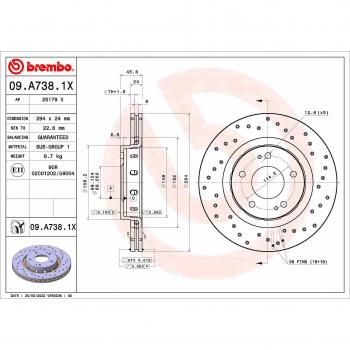 Brembo XTRA LINE 09.A738.1X Disco di Freno Perforato