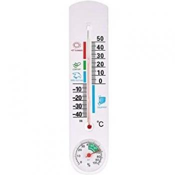 Termometro per Ambienti con Scala da -40°C a +50°C, Realizzato in Plastica, Ideale per Uso Interno ed Esterno