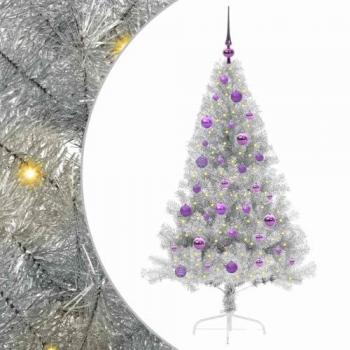 Arbre de Noël Argenté avec Lumières LED 150 cm