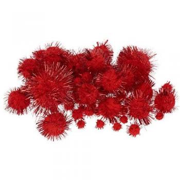 Ensemble 60 Pompons Rouge Métallique “Rico”