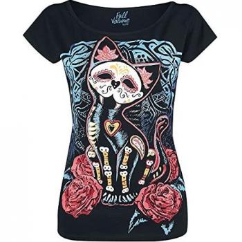 Camiseta Negra Keep Me Going para Mujer de Full Volume by EMP Talla L 100% algodón