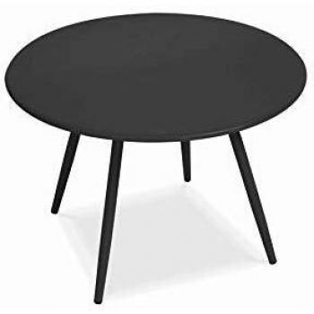 Tavolino da esterno rotondo basso metallo grigio antracite 50 cm