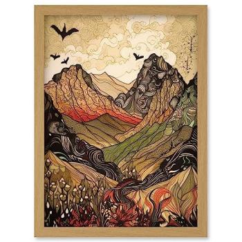 Peak Vista Chromatic Linocut Frame A4