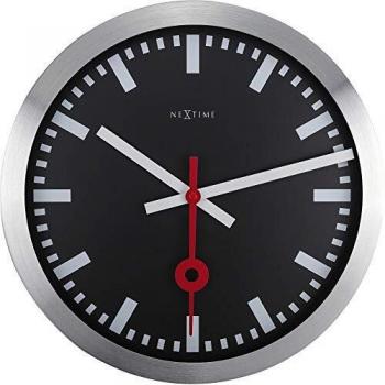 NeXtime Wanduhr Kunststoff Schwarz, 35 cm Durchmesser