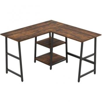 L-Form Schreibtisch mit Steckdosen und USB von Costway