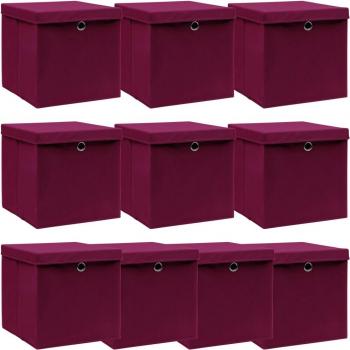 Organisateur de tiroirs rouge foncé – 10 pièces – 32x32x32 cm en tissu