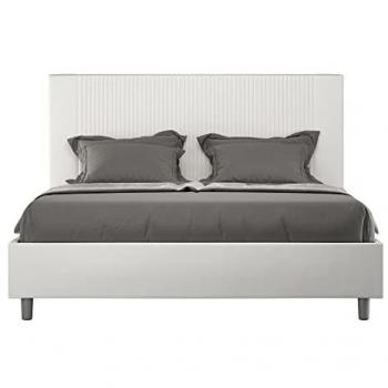 Cama Goya tapizada 160x210 símil piel blanca