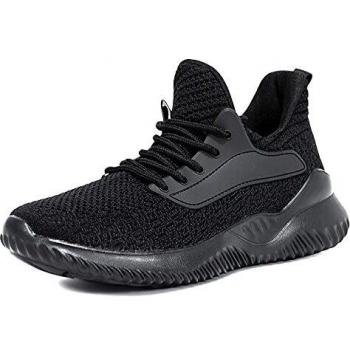 Women’s Comfort Walkers – Breathable Mesh Sneakers, Black, 5