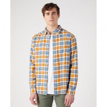 Camisa Wrangler clásica para hombre, corte tradicional, color azul a cuadros y franela de corte regular
