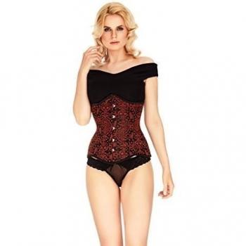 Corset Mio Florence Rojo y Negro Brocado Waspie AIC-01-143 30 (para cintura 32-34)