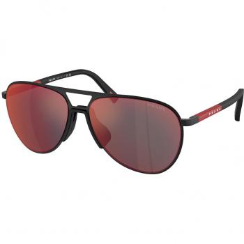 Gafas de Sol Prada Linea Rossa PS53ZS DG008F Metal Negro Gris Piloto Reflejado 59mm para Hombre