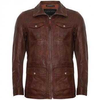 Infinity Leather Men's Multi-Pocket Safari Trench Coat