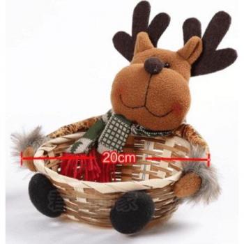 Caja de regalo de Navidad de mimbre con tema de Santa Claus y muñeco de nieve