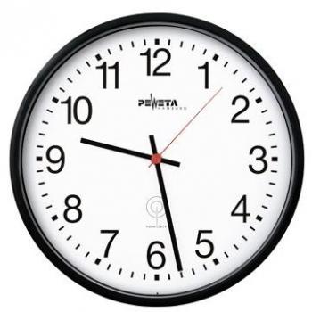 Kunststoff‑Funkuhr Peweta Ø 250 mm, schwarz, arabische Ziffern, DCF77