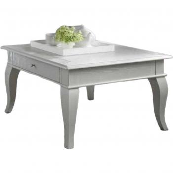 Tavolino Bianco Shabby Quadrato 1 Cassetto L.80 P.80 H.48