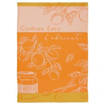 Torchon en coton imprimé Délices d'abricots, orange, 50 x 75 cm