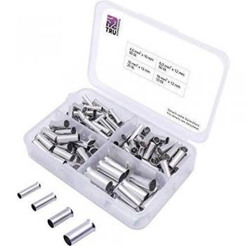 Tru Components Silver Ferrule Kit, 4 mm² to 16 mm², Non-Insulated, 135 Pieces