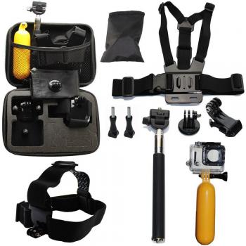 Kit QQT pour GoPro Hero 8/7/6/5/4 avec bâton selfie 3 voies et étui EVA