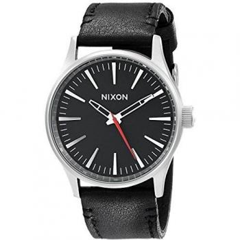 Nixon Sentry 38 Herren-Model: Schwarz-Leder, analog, Quarz
