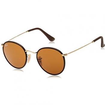 Ray-Ban RB3475Q 9041 Ronde Craft Zonnebril Leer Bruin