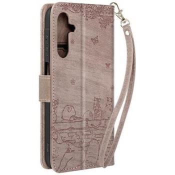 Galaxy A15: Cartera de Gato Rosa y Oro