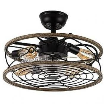 Fabrilamp Ventilatore DC 4XE27 Arcadia 8 Pale Nero Trasparente 31/40x50x50x50cm 6 Speed, Timer & Earthquake Sensor