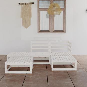 Conjunto de salón de jardín 5 piezas de pino blanco