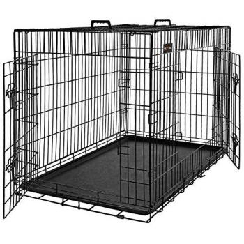 Cage de transport pour chien, 2 portes, Noir, 92,5 x 57,5 x 64 cm