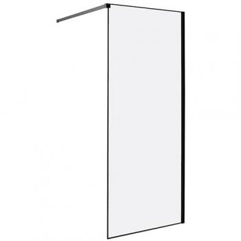 Walk-In-Dusche aus Glas Schwarz 80 x 190 cm, Aluminiumrahmen