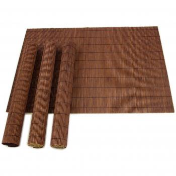 Bamboo Placemats Set of 4 Extra Large Oriental Fusion Home Dining (Brown)