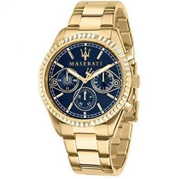 Maserati Competizione Multifunction Men's Watch 43mm Gold Tone Stainless Steel Blue Dial