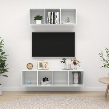 Vidaxl High Gloss White 2 Piece TV Cabinet Set