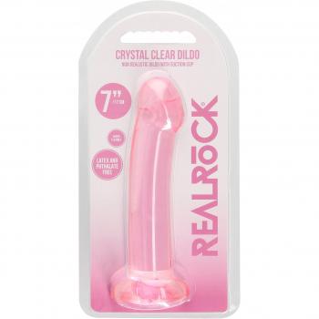 Jelly Dildo RealRock 17 cm Rose, Ventouse Transparente