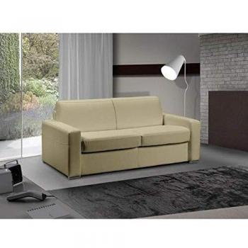 Master 160 cm Canapé-lit 3-4 Places – Cuir Beige avec Matelas 18 cm