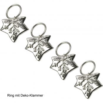Gardinenring LIEDECO Blatt, grau, Ø 1,6 cm, 4 Stück