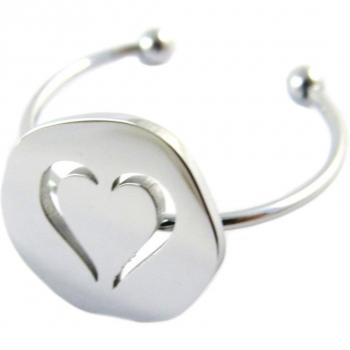 Anillo artesanal 'Amor' en acero plateado