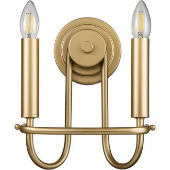 Elstead Capitol Hill 2-flammige Kerzen-Wandleuchte, lackiertes Naturmessing