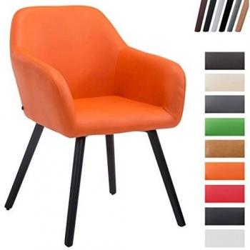 Chaise ACHAT V2 Orange Piètement en Bois Noir