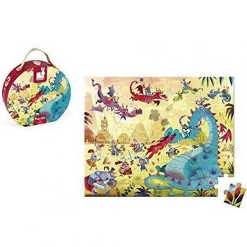 Puzzle Maleta Redonda Dragones 54 Piezas Janod