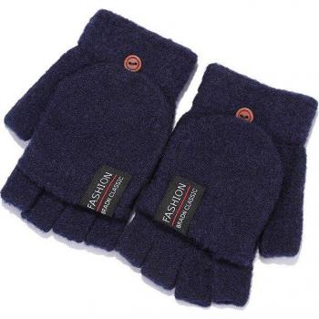 Solid Color Wool Half Finger Gloves