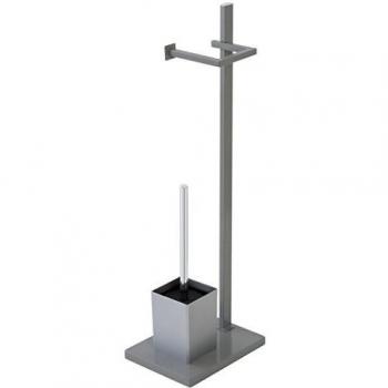 FERIDRAS 154039 Piantana Portarotolo e Portascopino, Grigio, 18x24x73 cm